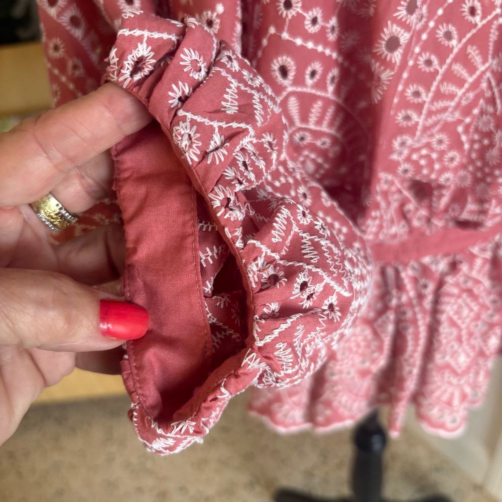Elie Tahari Pink Eyelet Peasant Blouse - Picture 6 of 16
